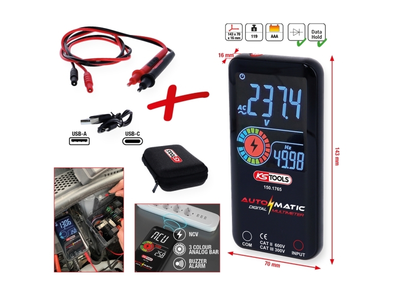 Digitales Multimeter Mit Spitzen, Ks Tools