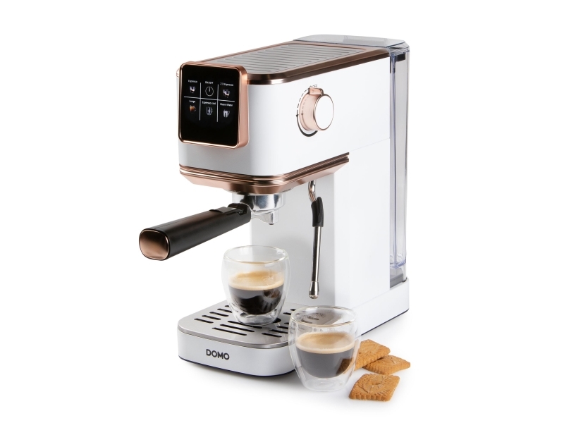 Domo Do746k, Espressomaschine, 1,1 L, Kaffeekapsel, Kaffeepad, Gemahlener Kaffee, 1350 W, Roségold, Weiß