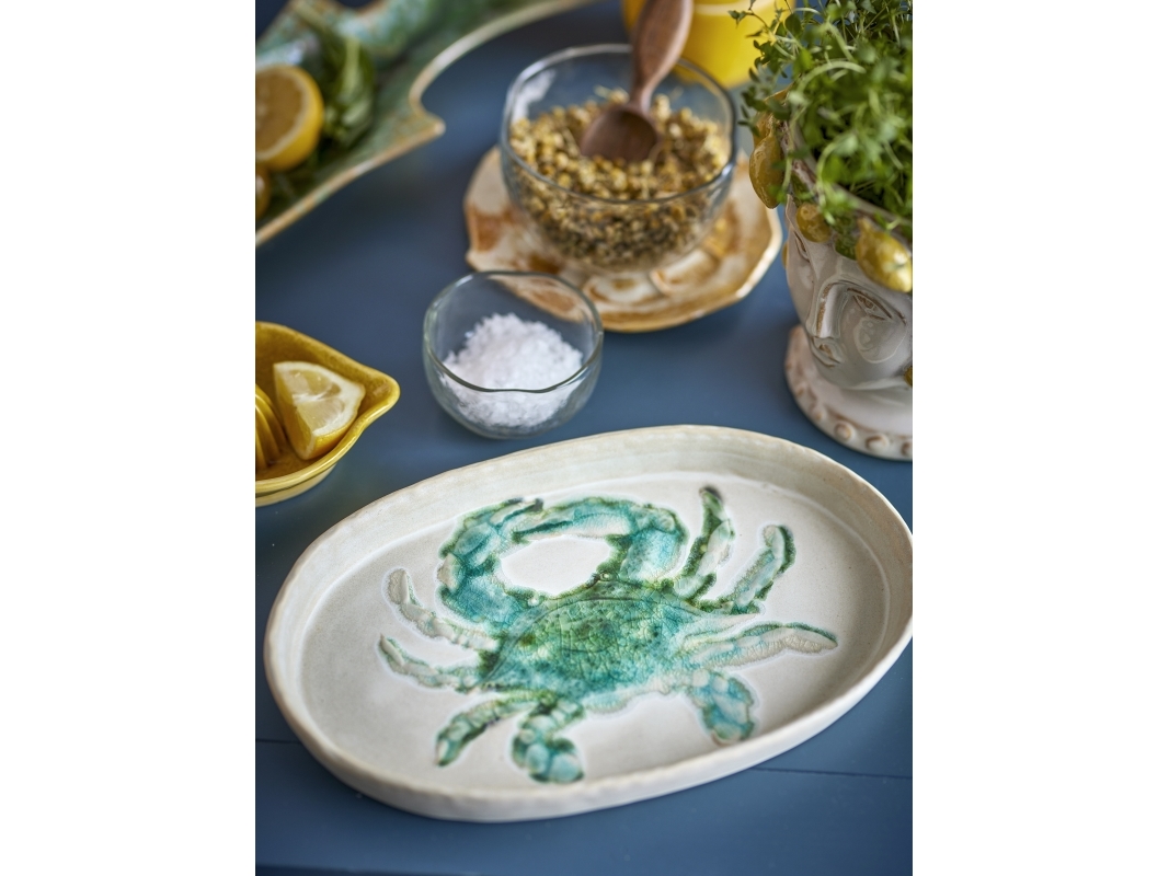 Bloomingville - Hadden Tallerken, Grøn, Stentøj, L29xH2,5xW18 cm, Set of 4