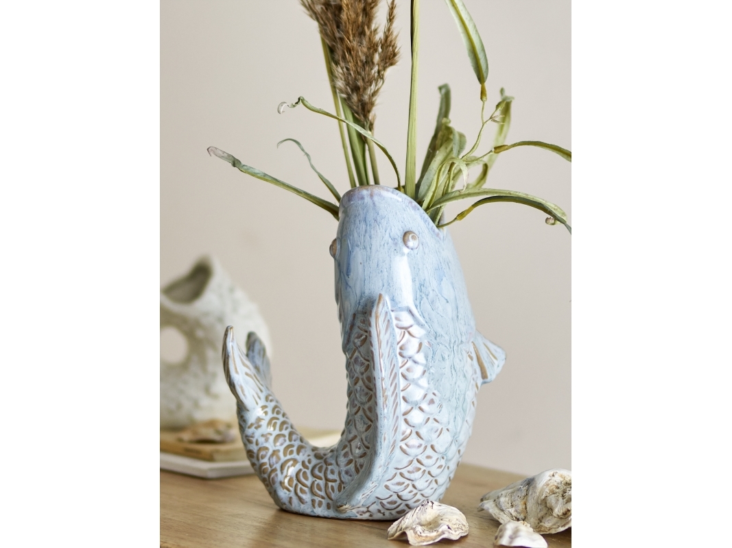 Creative Collection - Hiro Vase - Vase - Blå - Stentøj Keramik