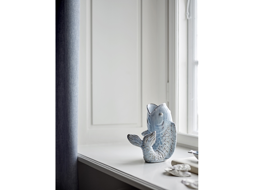 Bloomingville - Hiro Vase, Blå, Stentøj, L17xH21xW13,5 cm