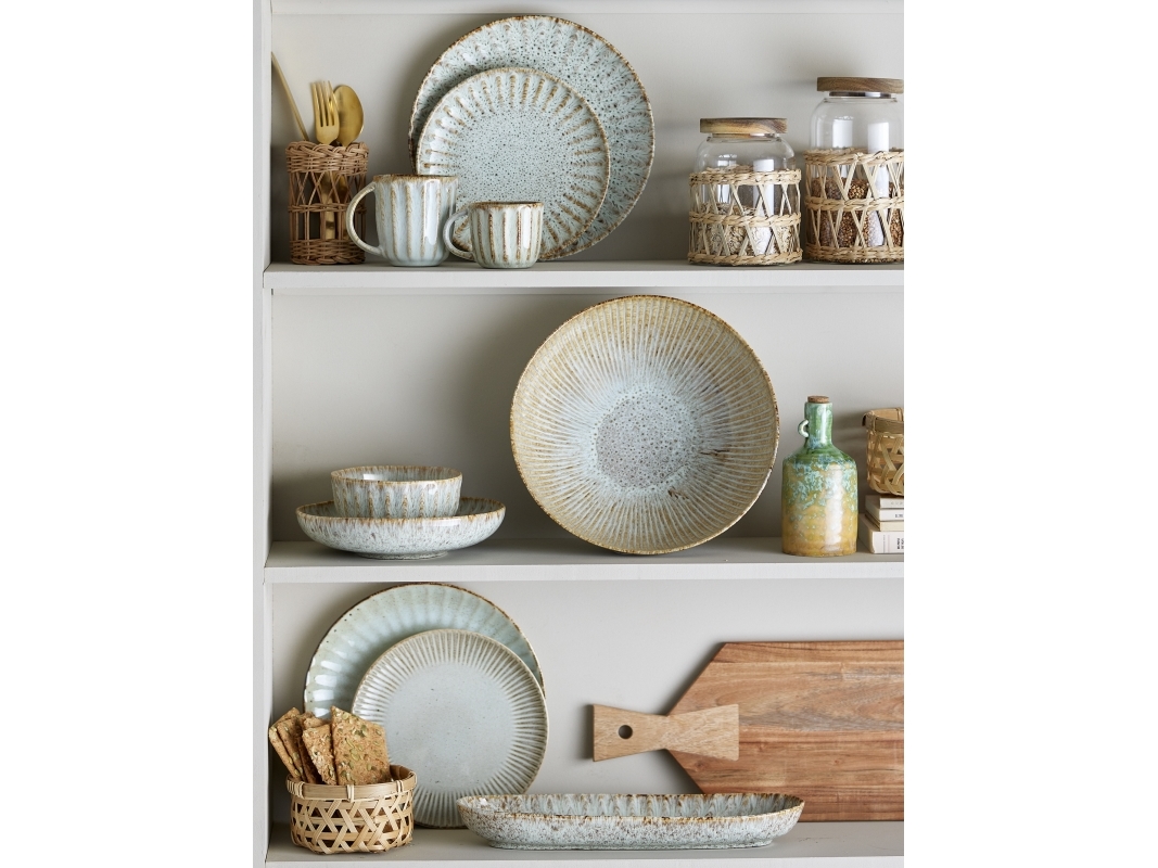 Salatskål serveringsskål Creative Collection Fleur stentøj natur Ø27 cm håndmalet