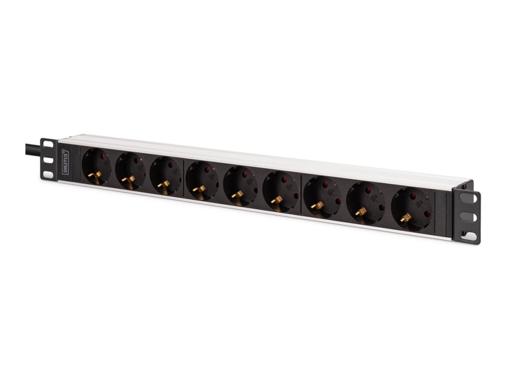 DIGITUS - Stikdåse (rackversion) - aluminium profil - AC 230 V - input: IEC 60320 C20 - output-stikforbindelser: 9 (DIN 49440) - 1U - 19 - 2 m ledni
