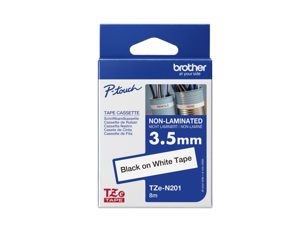 Brother Tze-N201 - Sort På Hvid - Rulle (3,56 Cm X 8 M) 1 Kassette Bånd Uden Laminering - For Brother Pt-D210, D600, H110, P750, P950 P-Touch Pt-
