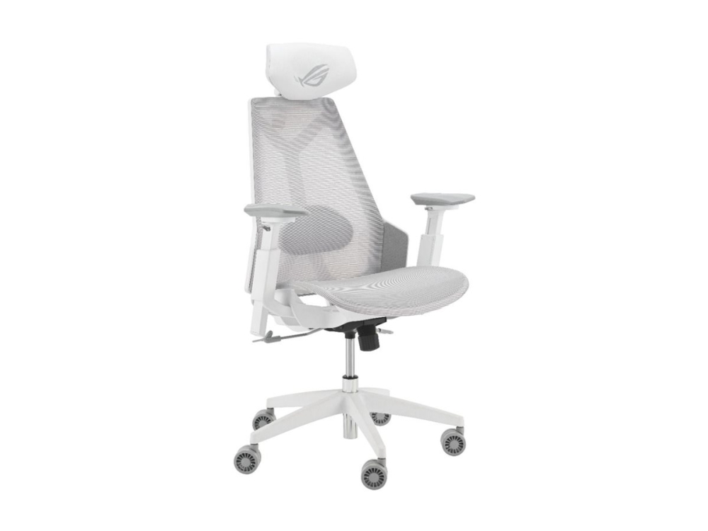 Asus Rog Destrier Ergo Core White, Pc Gaming Chair, 136 Kg, Mesh Seat, Meshed Backrest, White, Metal