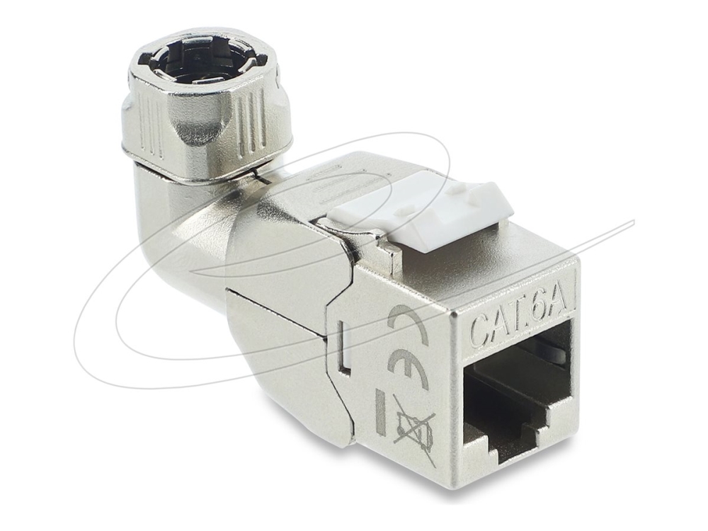 Delock Keystone Modul Rj45 Buchse Zu Lsa Cat.6A Werkzeugfrei 90° Winkelbar Geschirmt Für Kabeldurchmesser Von 6,0 - 8,5 Mm, Flach/Winkelförmig, Edels