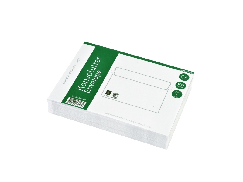 Kuverter C6 70g Peel & Seal 114x162mm 50stk/pak billede