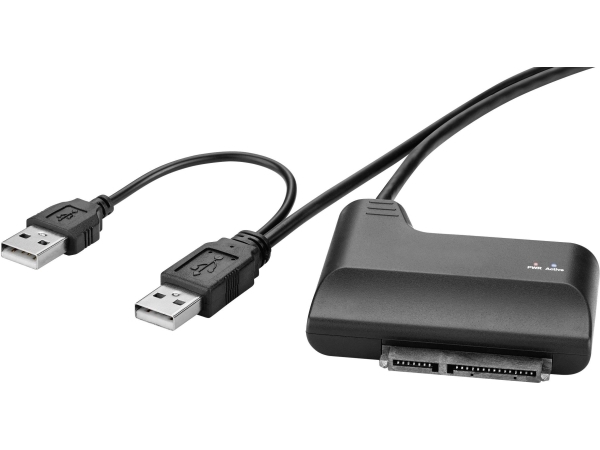 Renkforce - Sata-Adapter - Sata Combo (M) Zu Usb (M) - 33 Cm - Rund, Usb-Strom - Schwarz