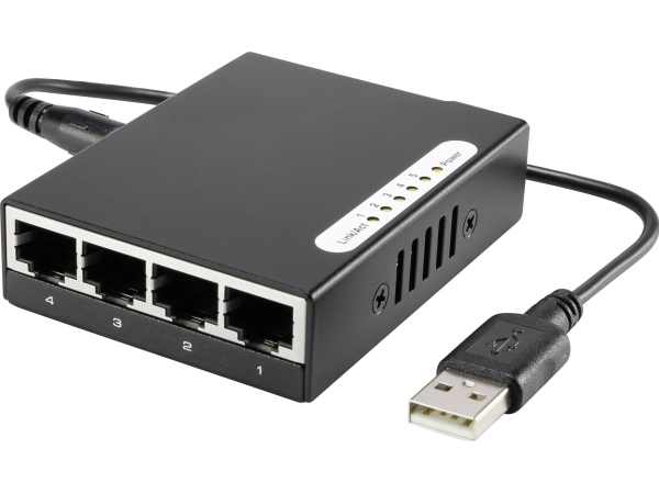 Renkforce Rf-4451433 Strømforsyning-Schalter 5 Ports 100 Mbit/S Usb-Strømforsyning