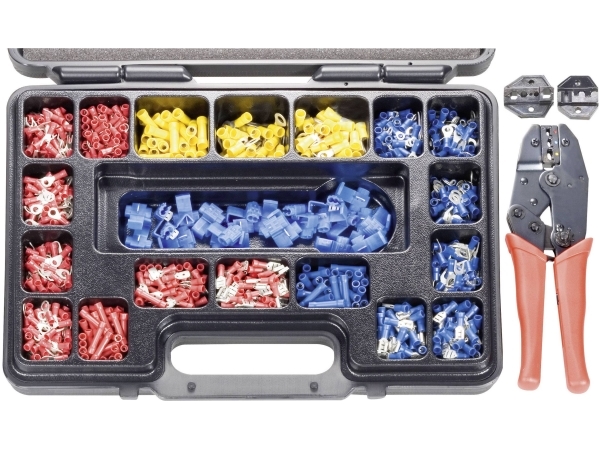 Toolcraft Pz-504 820927 Crimpwerkzeug-Set 1004 Teile Koaxialverbinder, Unisolierte Kabelschuhe, Isolierte Kabelschuhe Rg6, Rg58, Rg59, Rg62