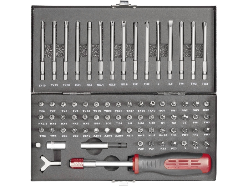 Toolcraft Ht02183 820952 Bitset 75 Teile Rändel, Unbrako, Kupplung, Tri-Wing, Torq, Multitand (Xzn), Kreuzschlitz Pozidriv, Kreuzschlitz Phillips, T-