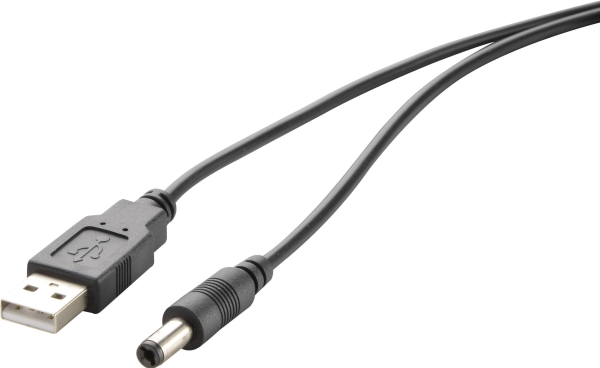 Renkforce Usb-Strømkabel Usb 2.0 Usb-A-Hanstik, Dc Stik 3,5 Mm 1.00 M Sort Forgyldte Stik Rf-4079667