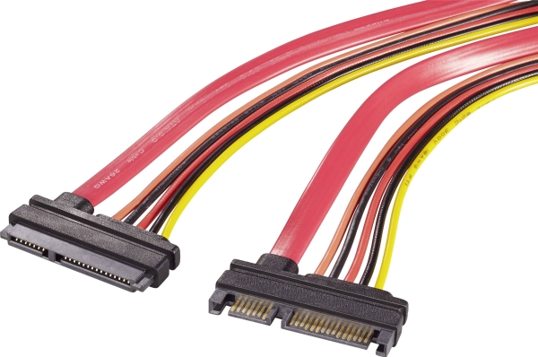 Renkforce Festplatten, Power Verlängerungskabel [1X Sata Kombi-Stecker 15+7-Polig - 1X Sata Kombi-Stecker 15+7-Polig] 20,00 Cm Rot, Orange, Schwarz,