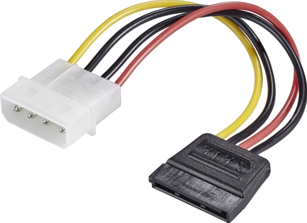 Renkforce Strøm Adapter [1X Ide-Strømstik 4-Pol. - 1X Sata-Strømtilslutning] 12.00 Cm Sort, Rød, Gul