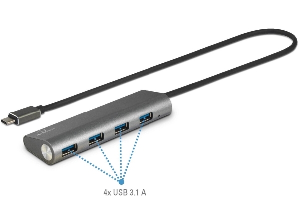 Renkforce 4 Ports Usb 3.0-Hub Aluminiumkabinett Sølv