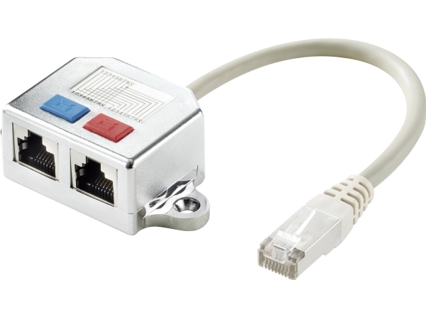 Renkforce Rj45 Netzwerk T-Adapter Cat 5E [2X Rj45 Stecker - 1X Rj45 Stecker] 15.00 Cm Metall