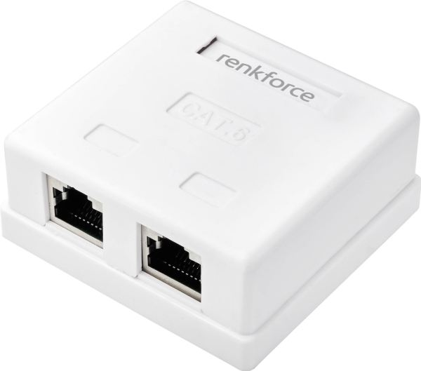 Renkforce Netzwerkadapter Aufputz Cat 6 2 Ports Weiß