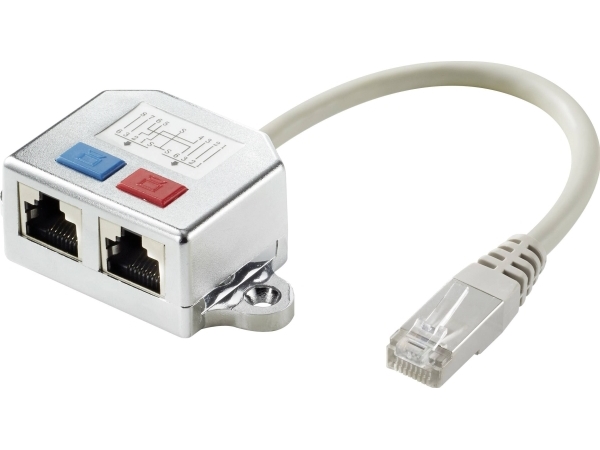 Renkforce Rj45 Netværk T-Adapter Cat 6 [2X Rj45-Tilslutning - 1X Rj45-Stik] 15.00 Cm Metal