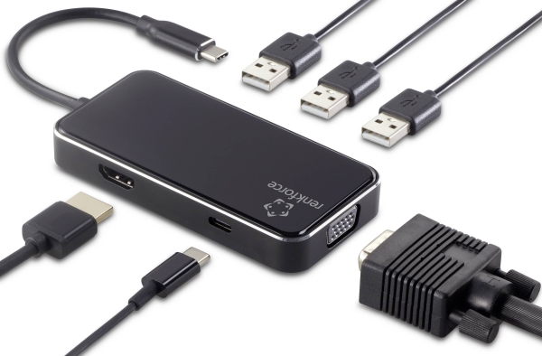 Renkforce Rf-Hub-230 6 Porte Usb-Kombihub Aluminiumkabinet Sort