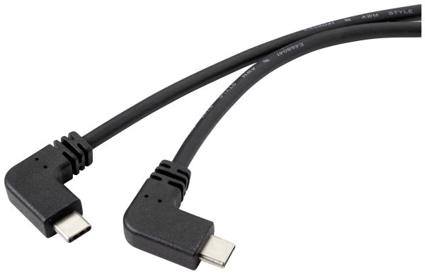 Renkforce Usb-C, Bærbar Computer Stikkabel [1X Usb-C Stik - 1X Usb-C Stik] 1.20 M Sort Vinklet 90 ° Til Venstre