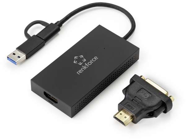 Renkforce Externe Grafikkarte Ddr3-Ram Usb-A, Usb-C 5Gbps, Hdmi , Dvi