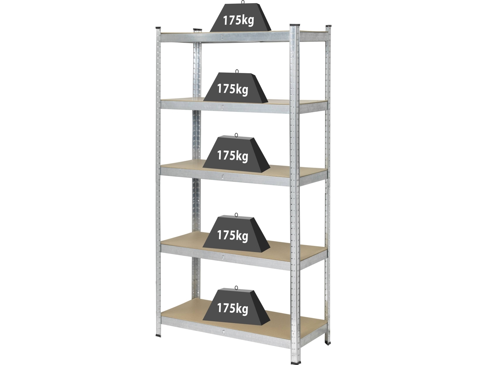 TOOLCRAFT TO-7863108 Hylla 175 kg (B x H x D) 900 x 1800 x 400 mm Galvaniserad metall Silver | Verktyg & Verkstad - Förvaring i verkstad - Hyllor | GameStuff