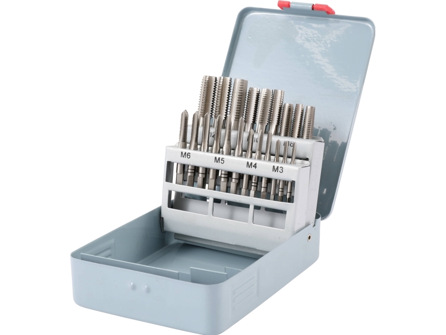 TOOLCRAFT TO-6800787 Gängningssats 21 delar M3, M4, M5, M6, M8, M10, M12 DIN 352 HSS 1 st | VVS Artiklar - Verktyg för VVS - Gängskärare | GameStuff