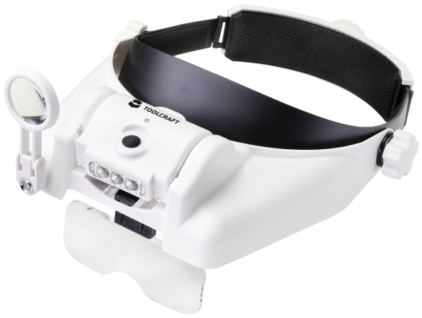 TOOLCRAFT TO-7440588 LED-hovedlys med LED-belysning Forstørrelsesfaktor: 3.5 x, 2.5 x, 2.0 x, 1.5 x, 1.0 x Linsestørrelse: (L x B) 100 mm x 40 mm Hvid | Kontorsmaterial - Kontorstillbehör - Övriga | GameStuff