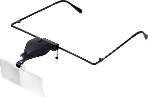 TOOLCRAFT TO-5137812 Lupbriller med LED-belysning Forstørrelsesfaktor: 1.5 x, 2.5 x, 3.5 x Linsestørrelse: (L x B) 74 mm x 35 mm Klar, Hvid | Kontorsmaterial - Kontorstillbehör - Övriga | GameStuff