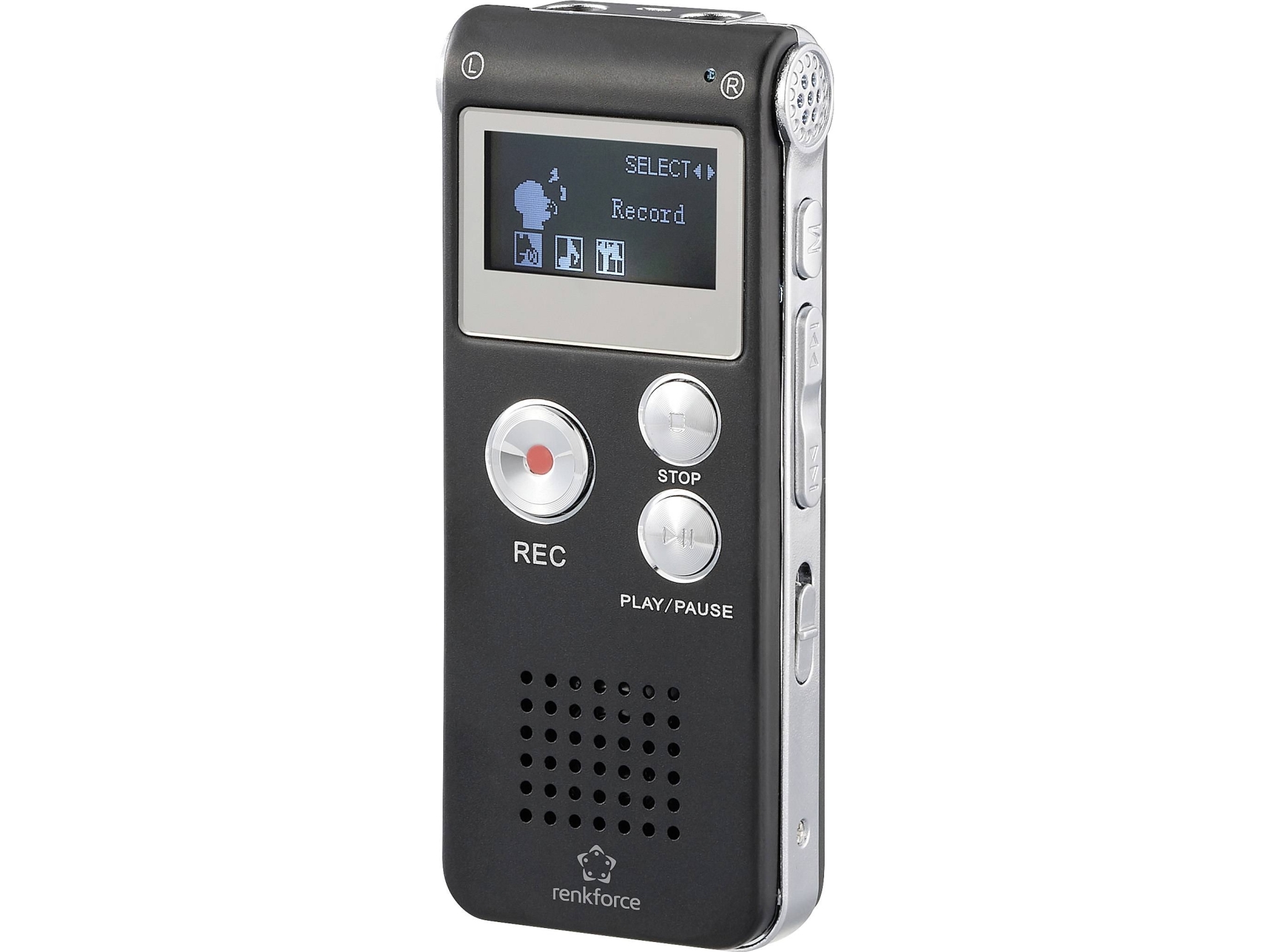 Renkforce RF-DVR-L169 digital diktafon inspelningstid max. svart (RF-6691332) | TV, Ljud & Bild - Hörlurar & Mikrofoner | GameStuff