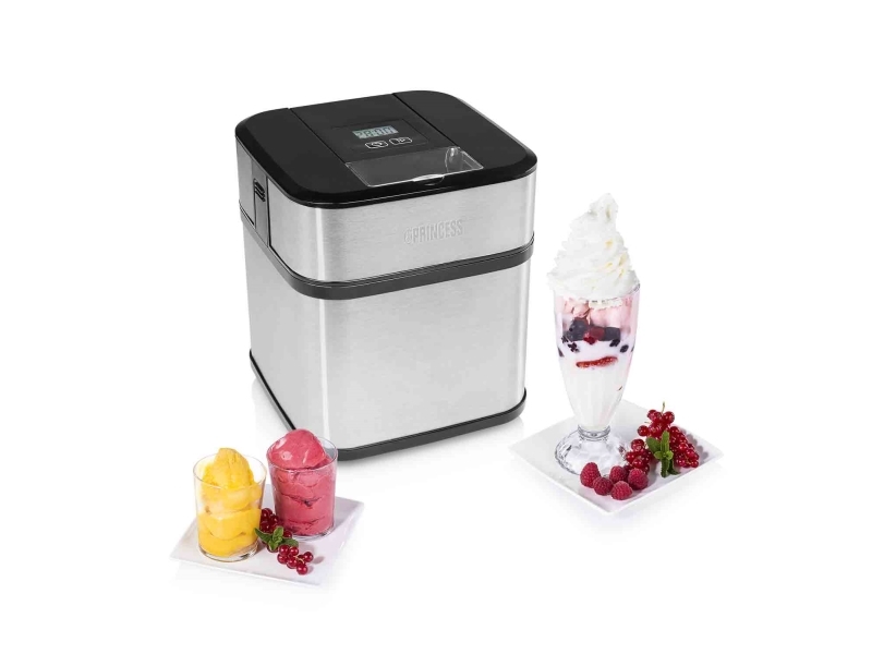Princess 282605 Eismaschine, Kompressor Eismaschine, 1,5 L, 20 Min, 1 Becken, Lcd, Edelstahl
