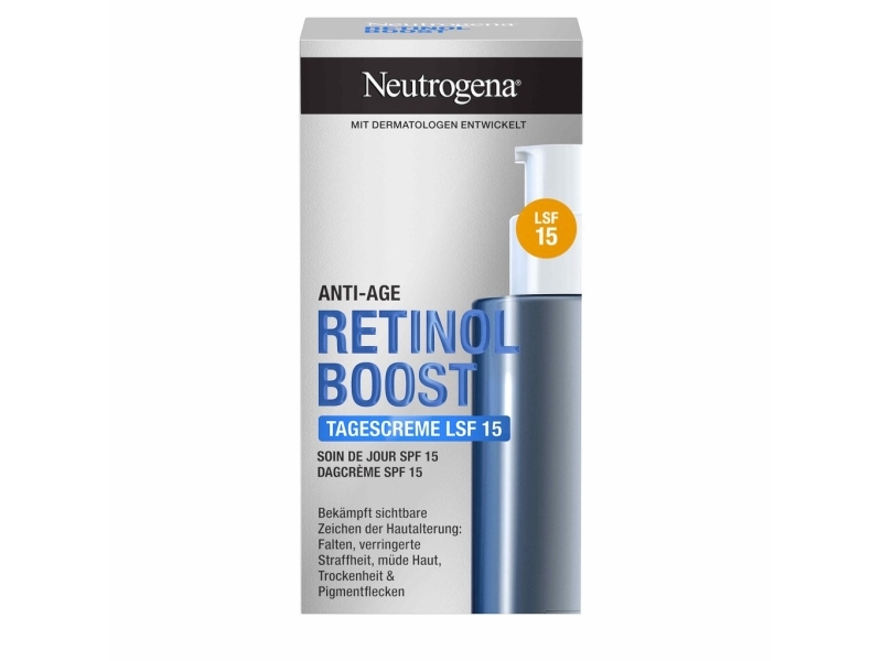 Neutrogena Retinol Boost Day Cream Spf 15 50Ml - Moisturizer With Retinol Myrtle Extract And Hyaluronic Acid - Effective Face Cream For Younger And H