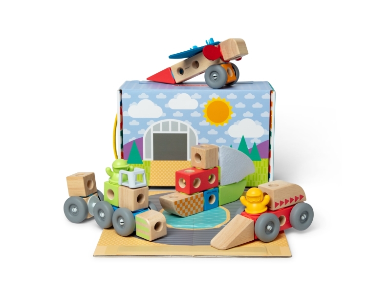Melissa & Doug Blockables Vehicles Snap And Play, Mix And Match Connectable Wooden Building Blocks Play Set Toy For Preschool Boys And Girls (54 Pcs)