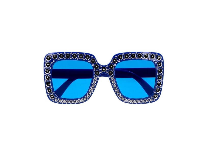 Blaue Bling-Bling-Brille