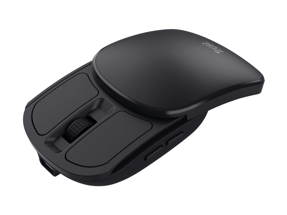 Trust Zylo - Mus - foldable, pocket - högerhänt - optisk - 6 knappar - trådlös - 2.4 GHz - USB-C trådlös mottagare - svart