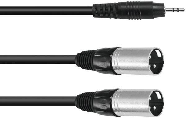 Omnitronic 30225158 XLR-adapterkabel [1x jack 3,5 mm - 2x XLR-jack 3-stift] 1,50 m Svart