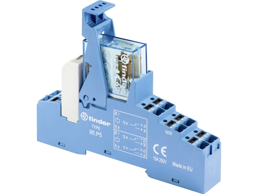 Finder 48.P8.7.012.0050 Koblingsrelæ 12 V/Dc 10 A 2 X Omskifter 10 Stk