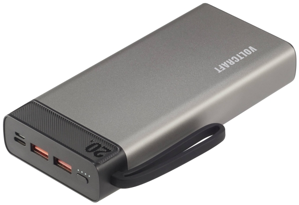 Voltcraft Pb-20-Pd3.0 Powerbank 20000 Mah Power Delivery 3.0 Lipo Gråsort Statusvisning