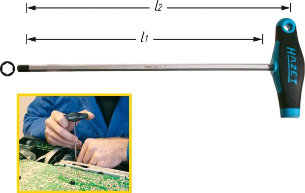 Hazet Workshop Skruvmejsel med sexkantig hylsa Nyckelbredd: 6 mm Bladlängd: 200 mm | Verktyg & Verkstad - Skruvmejsel - Hexagon | GameStuff