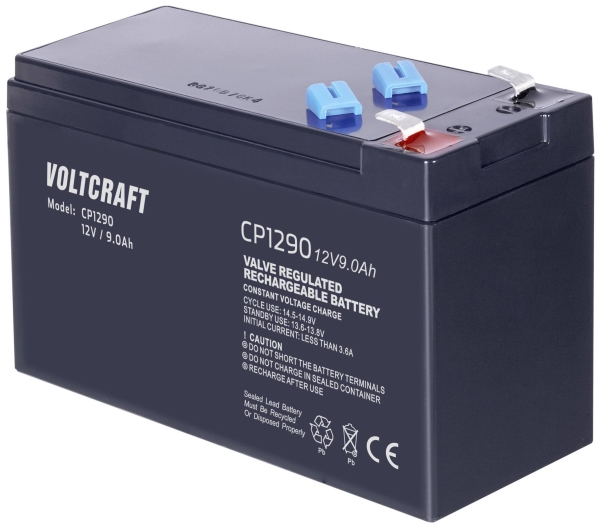 Voltcraft Ce12v/9Ah Blei-Säure-Batterie 12 V 9 Ah Bleivlies (B X H X T) 151 X 100 X 65 Mm Flachstecker 6,35 Mm Wartungsfrei