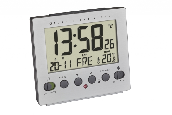 Tfa-Dostmann 60.2561.55, Digital Alarmur, Rektandel, Sølv, Indendørs, Voksen, -10 - 60 °C