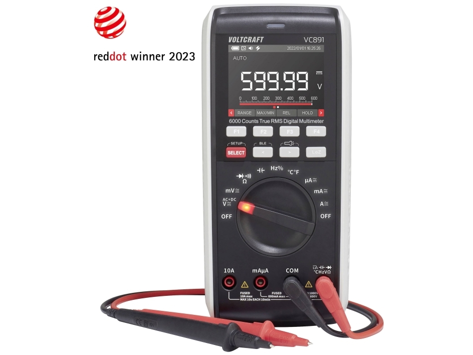 Voltcraft Vc-14068630 Hånd-Multimeter Kalibreret (Iso) Digital Datalogger Cat Iii 1000 V, Cat Iv 600 V Visning (Counts): 60000