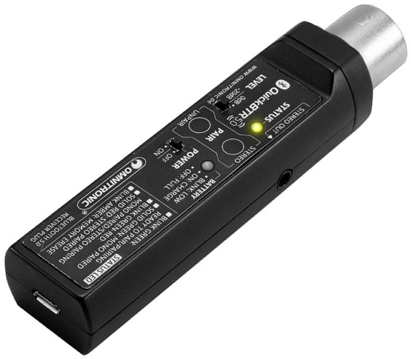 Omnitronic Quickbtr-5.0 Xlr Aptx Bluetooth -Musikempfänger Bluetooth-Version: 5.0, A2dp 10 M Aptx-Technologie, Integrierte Batterie, Integrierte Led-