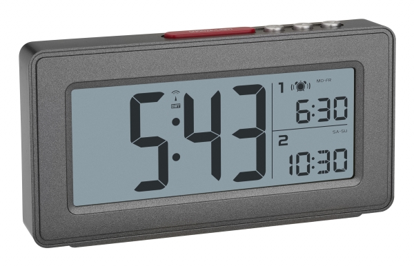 Tfa-Dostmann 60.2563.10, Digital Alarmur, Rektandel, Anthracit, Indendørs, Voksen, Batteri