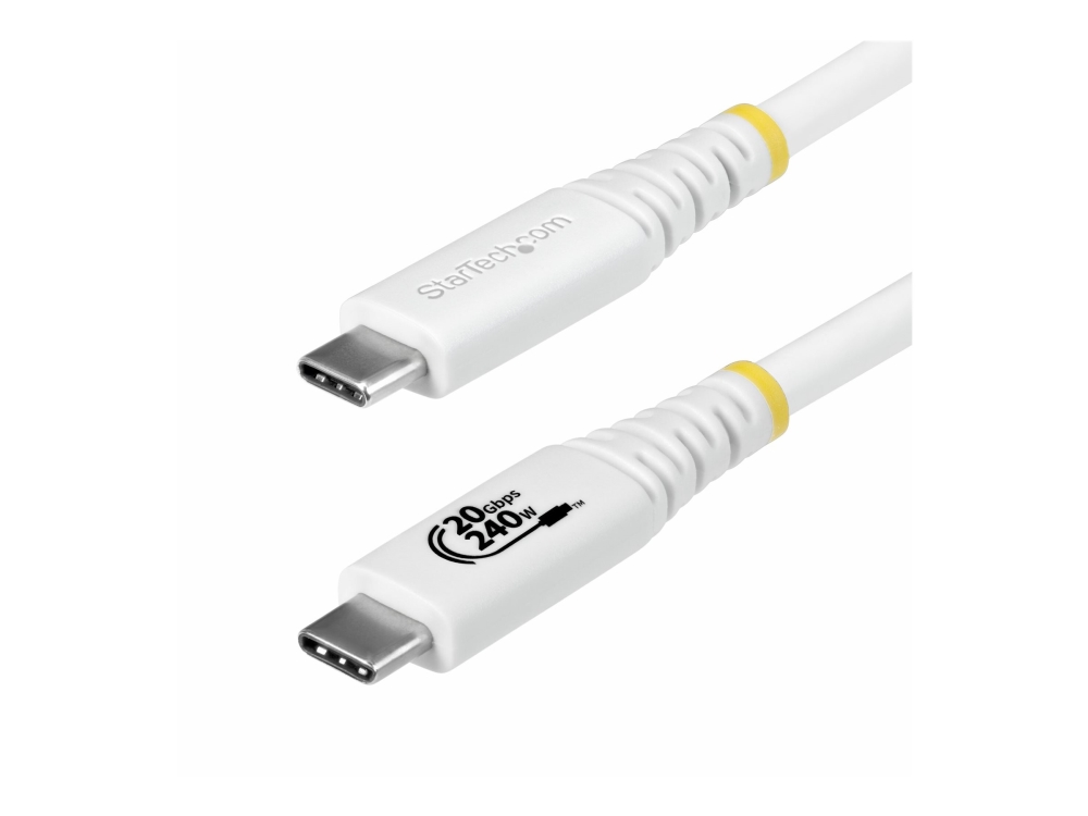 Startech.Com 2M Usb4 Kabel, 20Gbps, Usb-If-Zertifiziertes Usb-C Ladekabel, 240W Pd Epr, 4K 120Hz Dp 2.1 Monitorkabel, Tpe-Mantel, Weiß, 2 M, Usb C, U