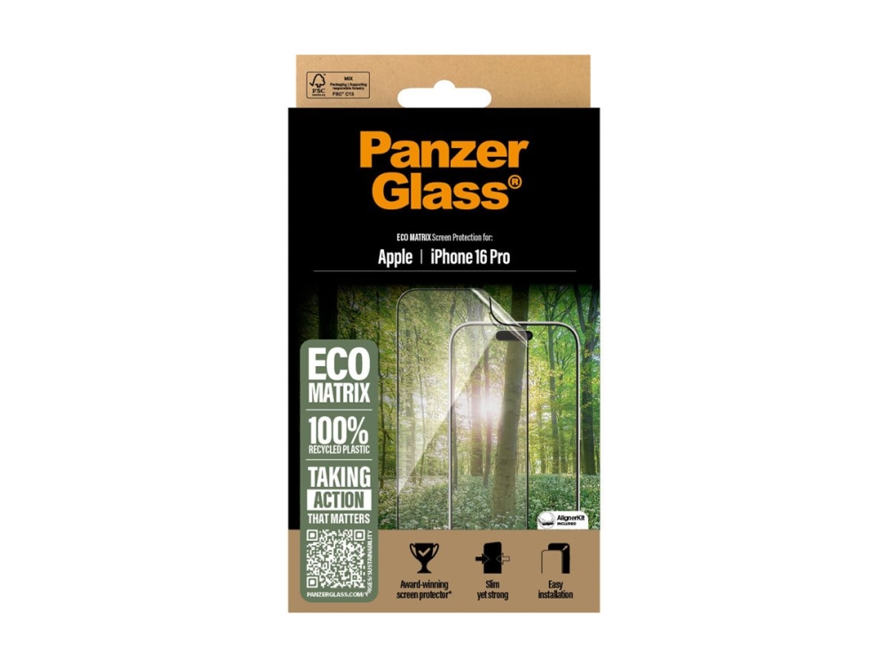 Panzerglass Eco Matrix Displayschutz Iphone 16 Pro | Ultra-Wide Fit, Apple, Apple - Iphone 16 Pro, Trockene Anwendung, Kratzresistent, Schockresist