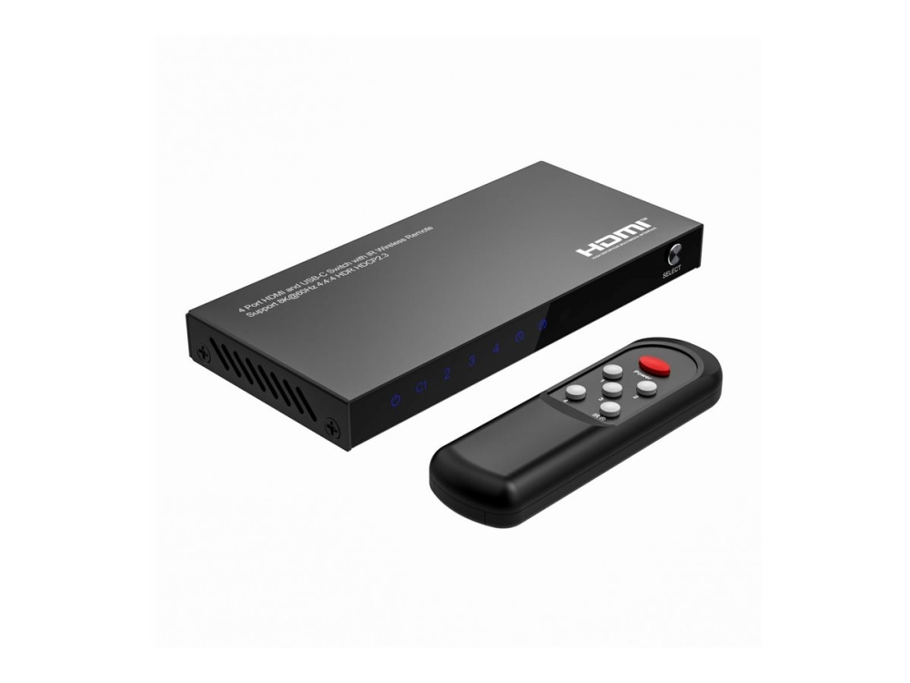Microconnect - Switch - 8K60hz, Hdcp 2.3, With Remote Control - 3 X Hdmi + 1 X Usb-C - Desktop