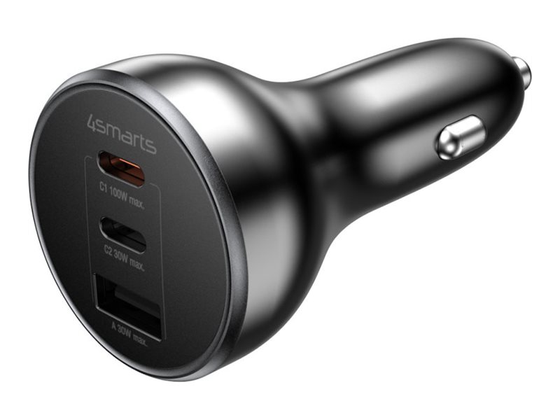4smarts VoltRoad Ultimate - Bilstrømsadapter - 160 Watt - 18 A - PE, QC 2.0, QC 3.0, AFC, Power Delivery 3.0 + PPS, PD 2.0/PPS, HiSilicon Fast Charging, SCP - 3 output-stikforbindelser (USB, 2 x USB-C) - sort