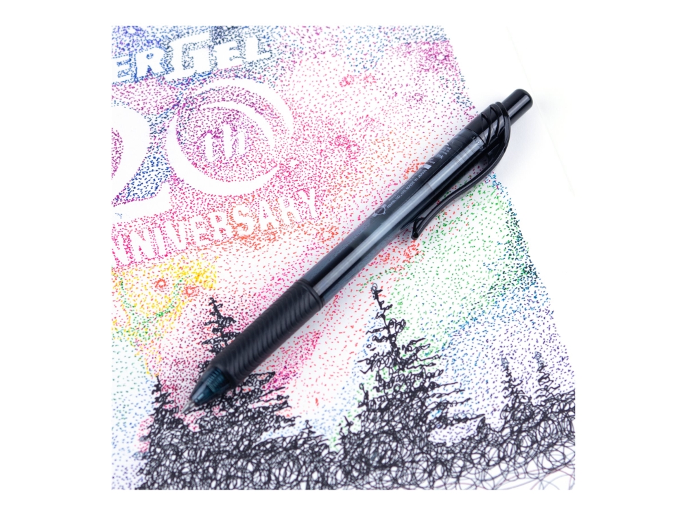 Pentel Energel X, Optrækkelig gel pen, Sort, Sort, Gennemsigtig, Plast, Gummi, Gummi, Ambidextrous