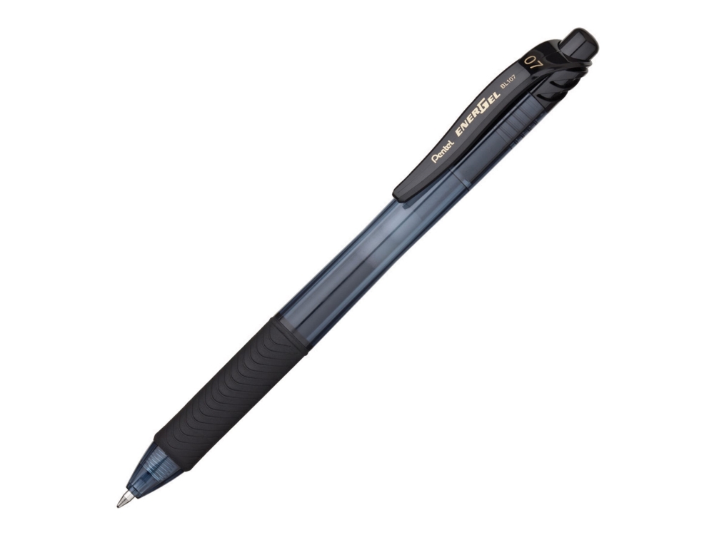 Pentel Energel X, Optrækkelig gel pen, Sort, Sort, Gennemsigtig, Plast, Gummi, Gummi, Ambidextrous